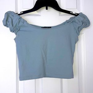 Blue ruffled crop top 😊